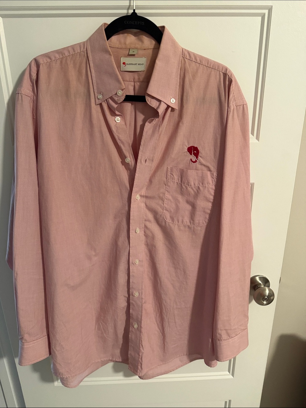 Men's Red and White Button-Down Oxford Shirt